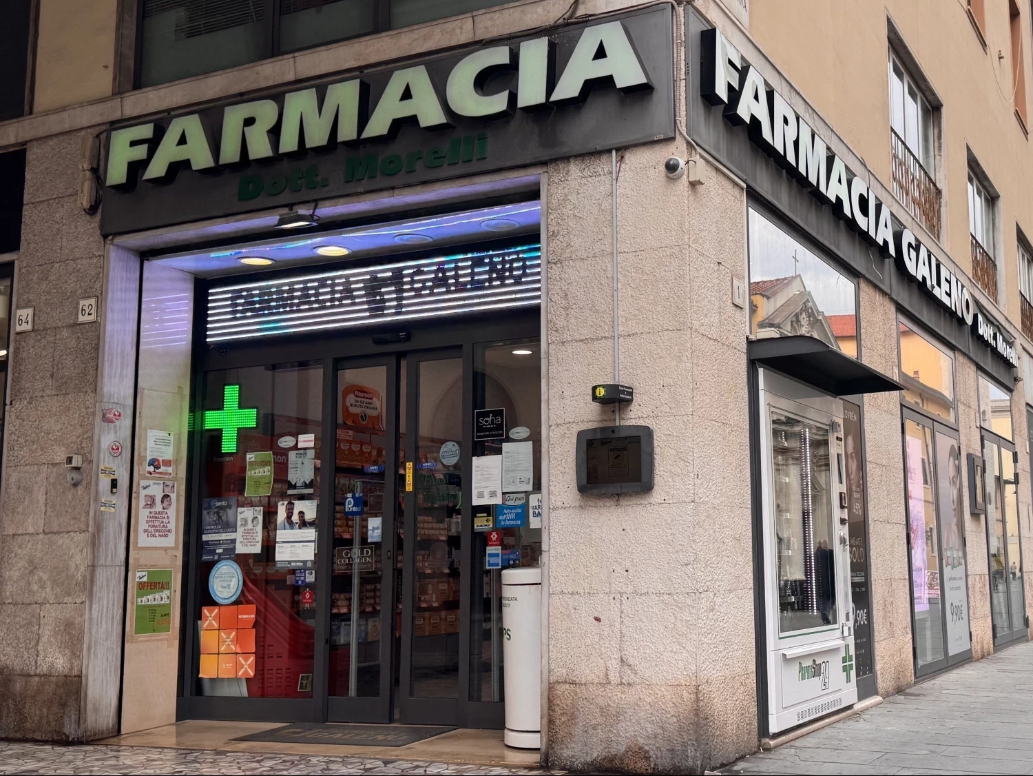 Vista esterna della Farmacia Galeno Via Grande 62, Livorno